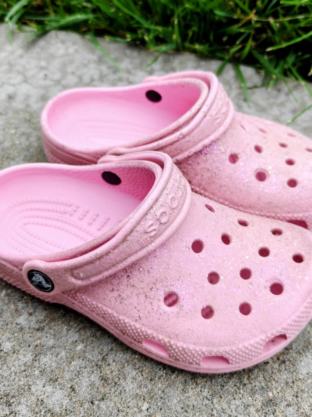 Crocs Girls Kids Pink Glitter Crocs Clogs Sandals Size J1 Size 1